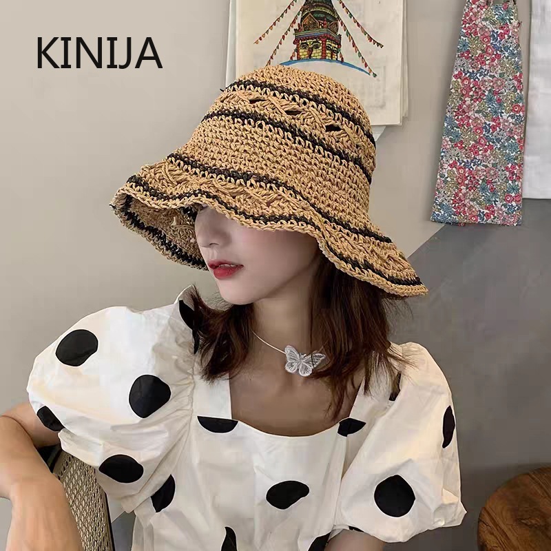 여름 모자 여성 밀짚 태양 모자 접는 태양 모자 한국어 - Bucket Hat Straw 리뷰 및 가격